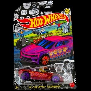 Hot Wheels 2014 Corvette Stingray Halloween Dia de Los Muertos 2021 - GRR16 Red